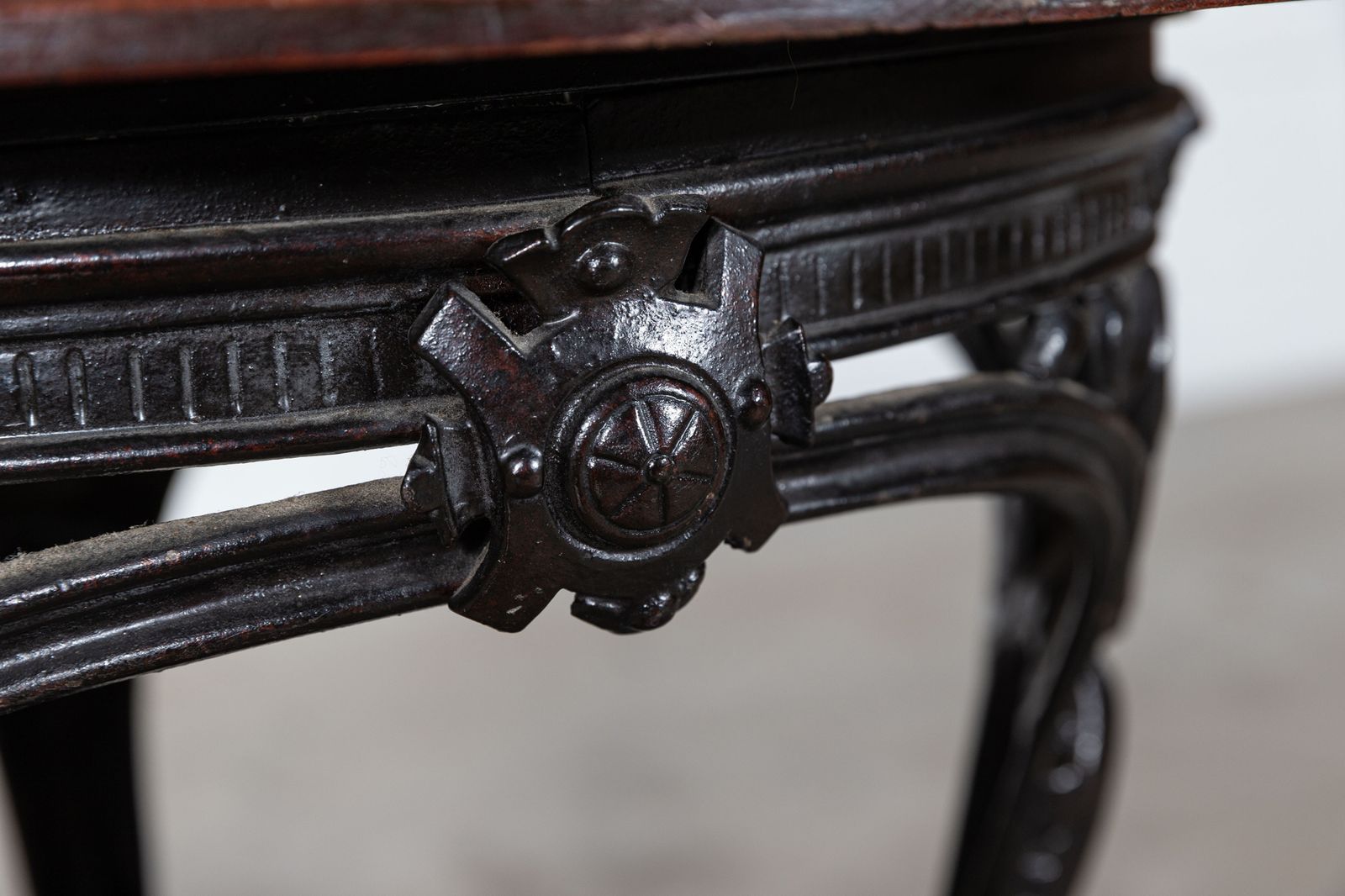 19thc English Coalbrookdale Iron & Mahogany Tavern Table photo 3163.0