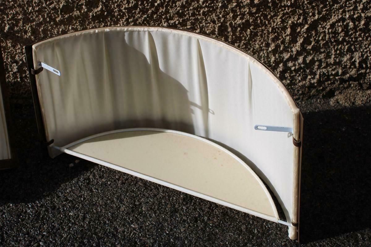 Classic Pair Of Curved Wall Lamps In Silk And Brass Parts 1970s Italy photo vinterior