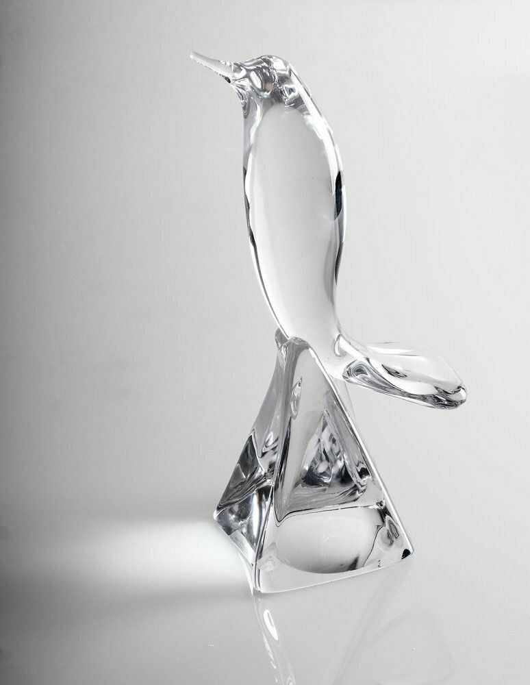 Crystal Glass Sculpture Of A Bird From Daum France, 1950s