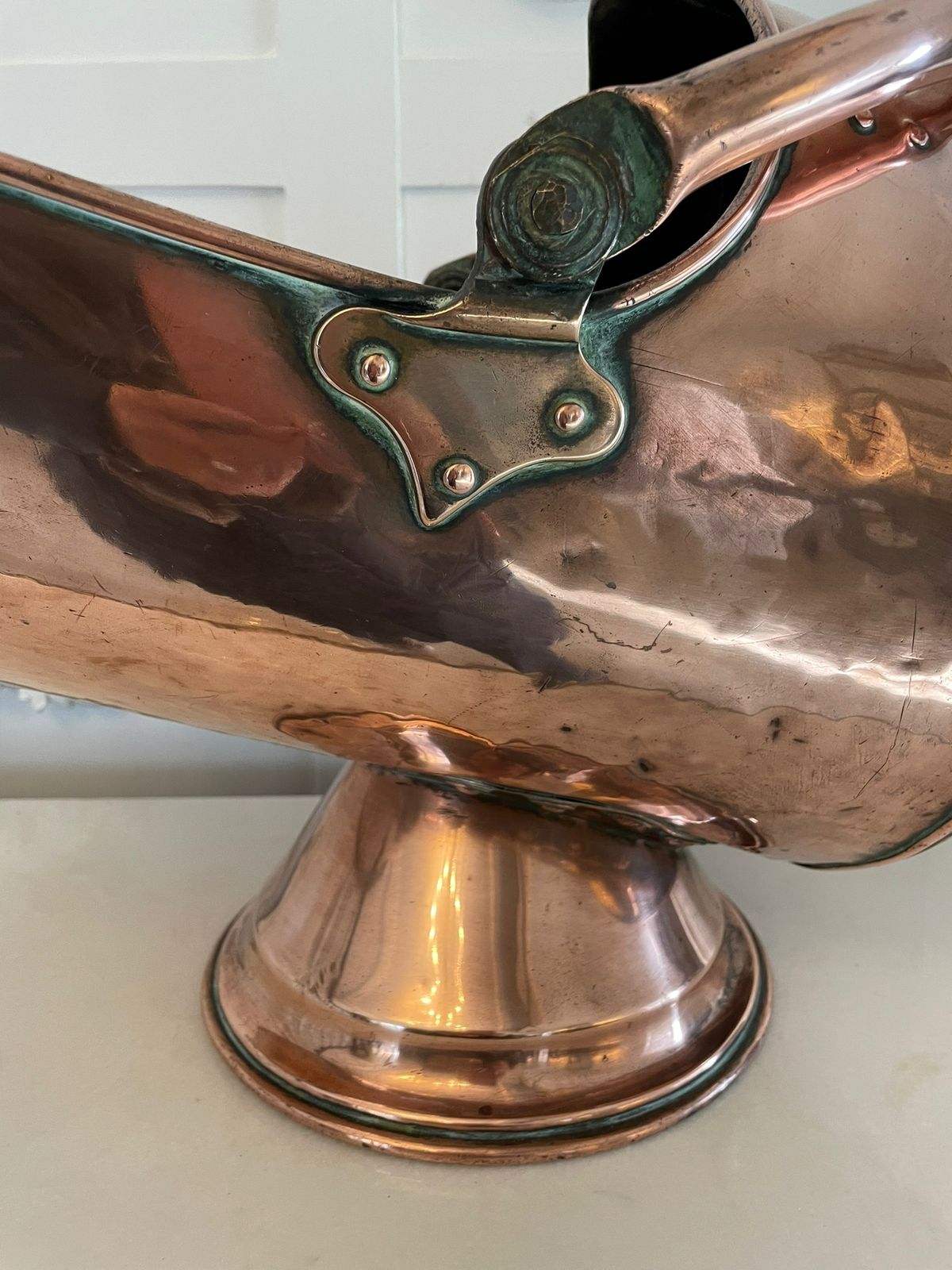Antique George III Quality Copper Helmet Coal Scuttle photo furniture