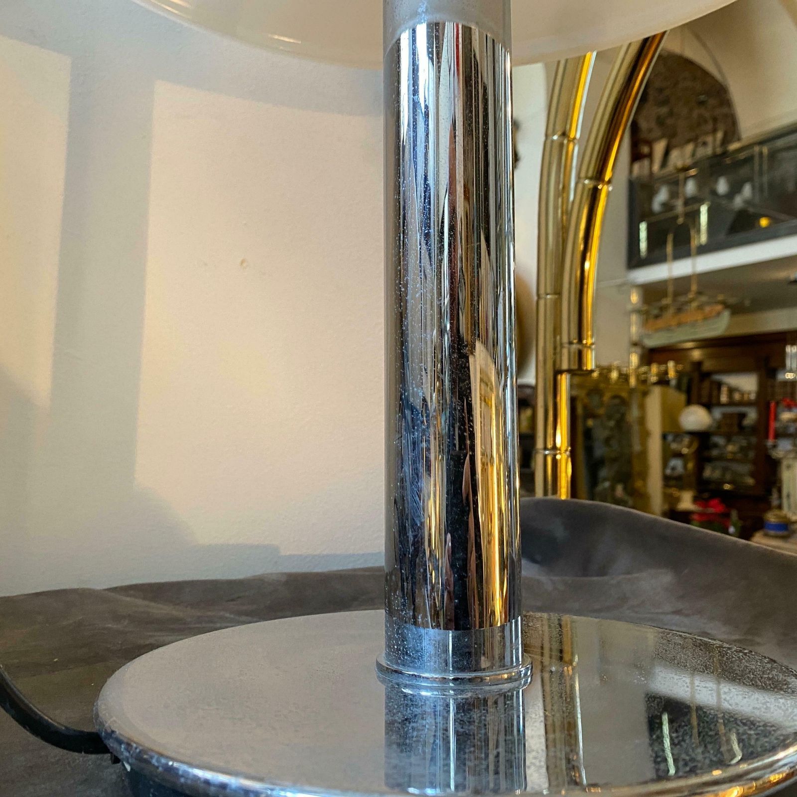 Lighting 1990s Glashutte Limburg Modernist Metal And Glass Table Lamp photo