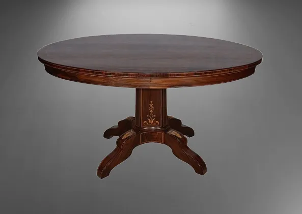 Oval Rosewood Pedestal Table, Charles X Period, Early 19th Century