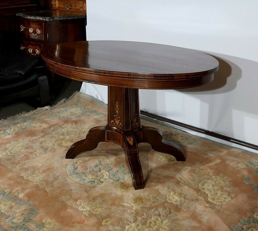Oval Rosewood Pedestal Table, Charles X Period, Early 19th Century photo Furniture