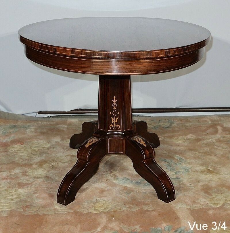 photo vintage Oval Rosewood Pedestal Table, Charles X Period, Early 19th Century