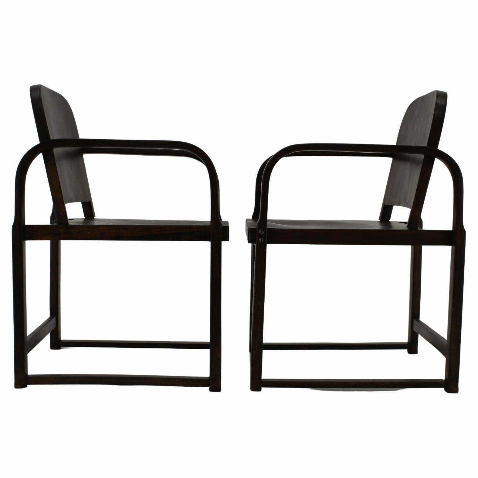 1930s Pair Of Thonet Bentwood Armchairs A745 By Tatra,Czechoslovakia