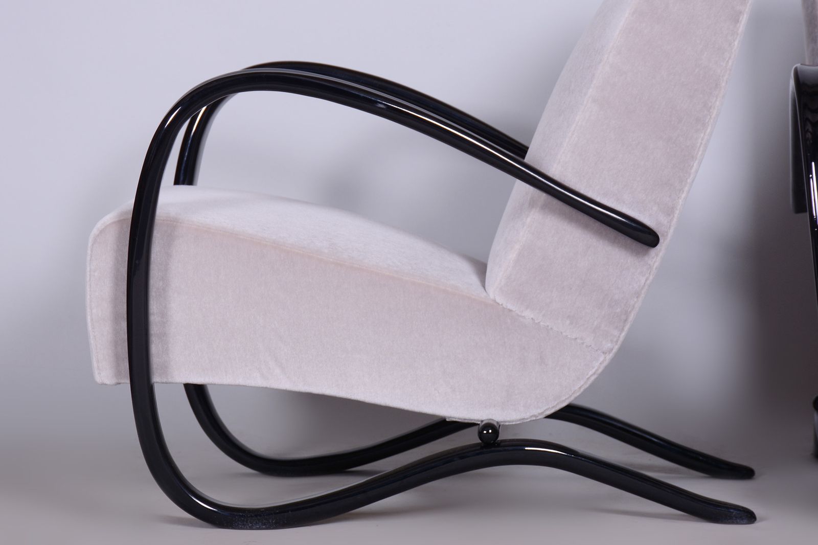 Pair Of Grey H 269 Armchairs Designed By Jindrich Halabala For Up Zavody, 1930s photo furniture
