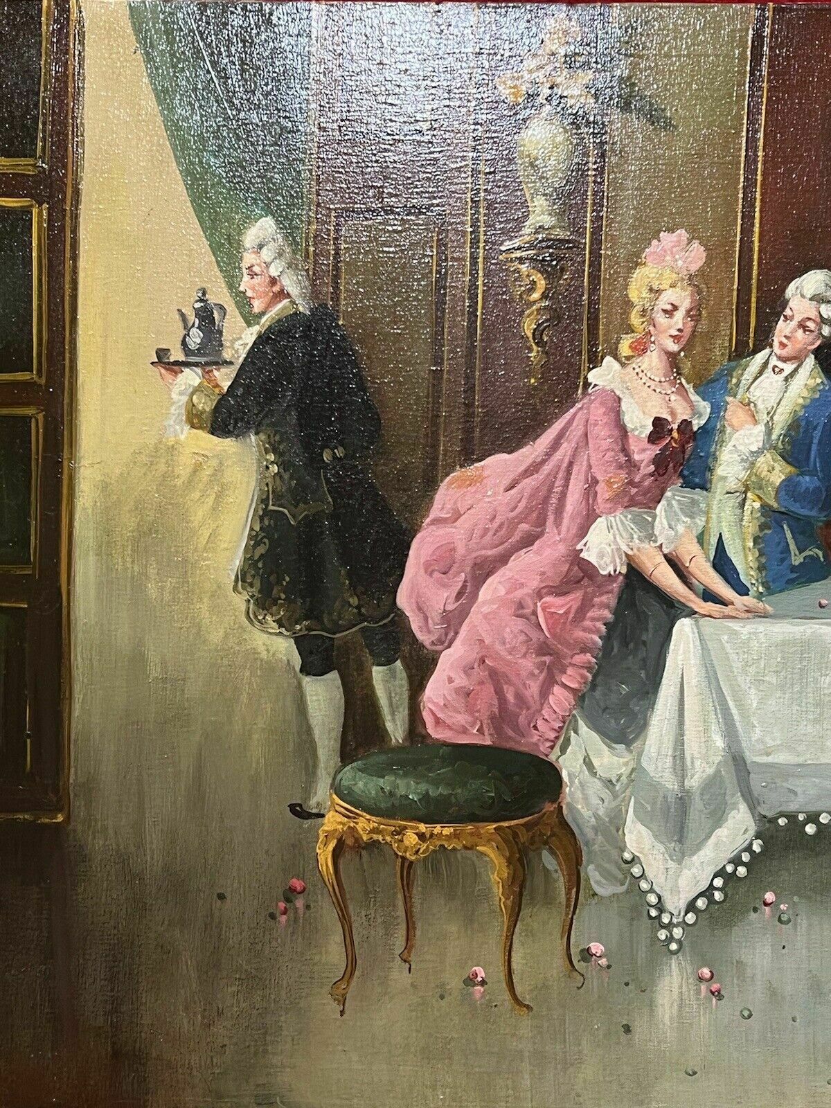20th Century Rococo Style 'Soirée At Versailles' Oil Painting Signed A Zavaga photo 695.0