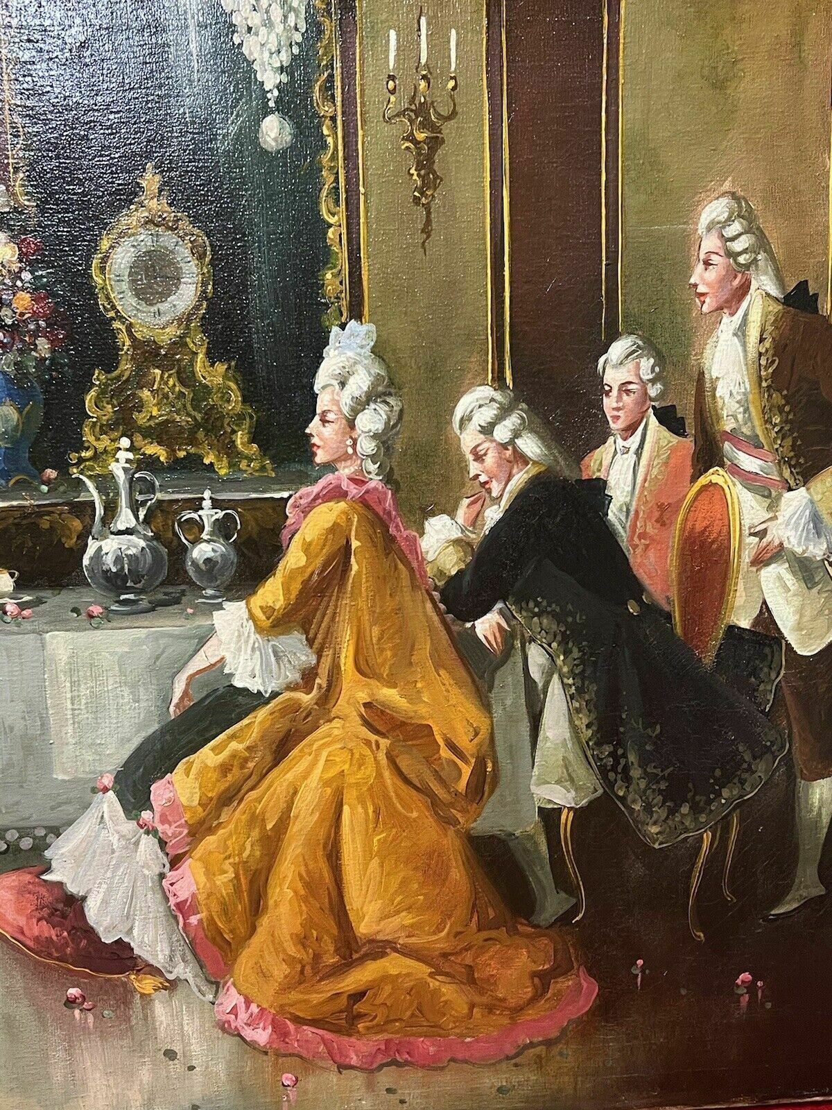 20th Century Rococo Style 'Soirée At Versailles' Oil Painting Signed A Zavaga photo buy