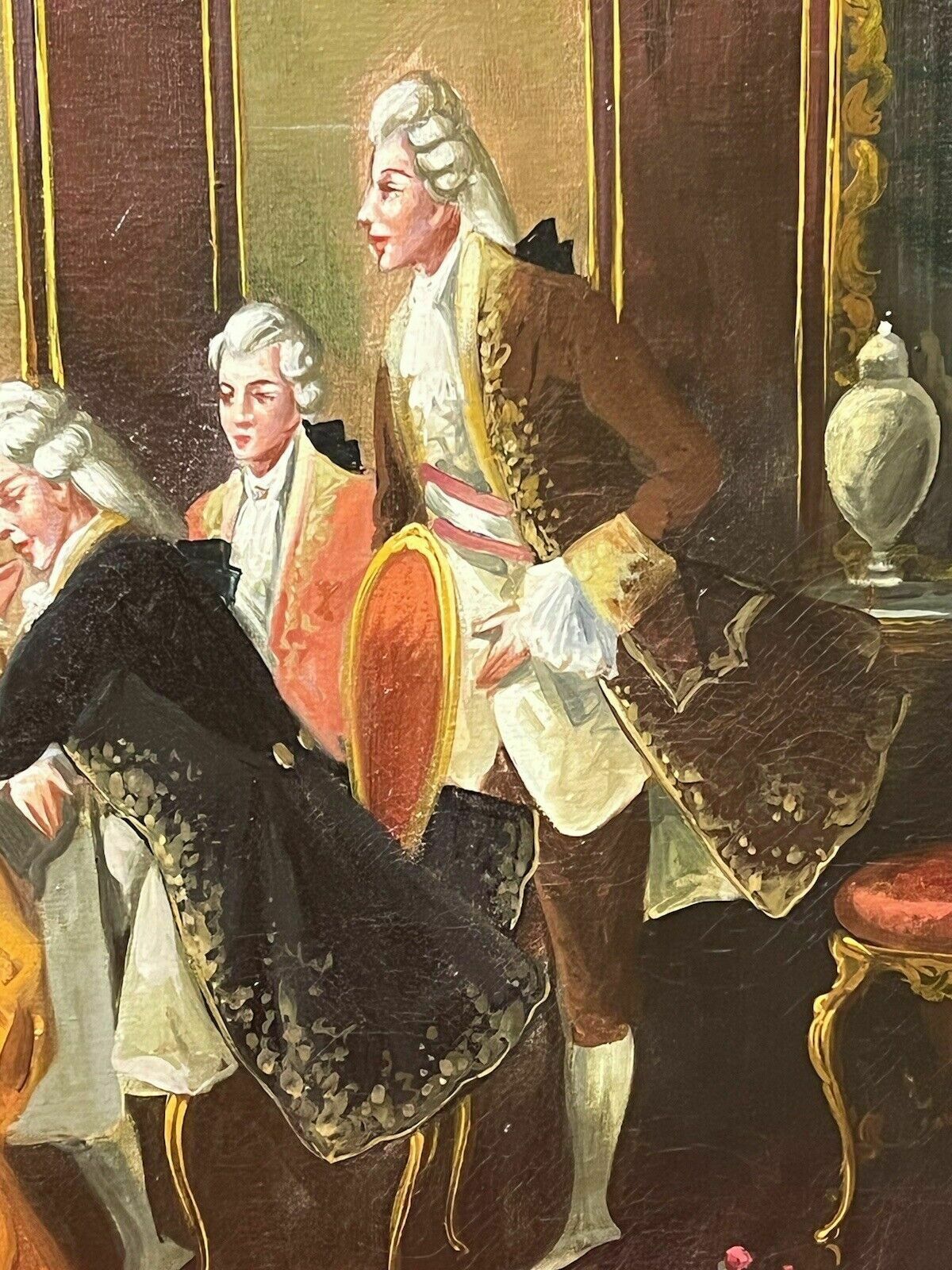 photo vinterior 20th Century Rococo Style 'Soirée At Versailles' Oil Painting Signed A Zavaga