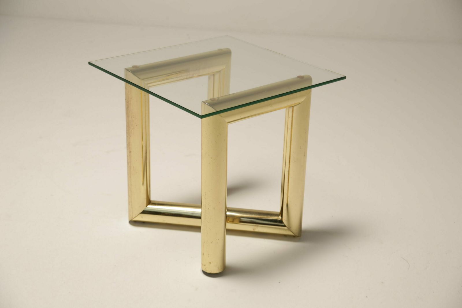 photo for sale Mid Century 1970s Brass & Glass Zig Zag Z Tubular End Table