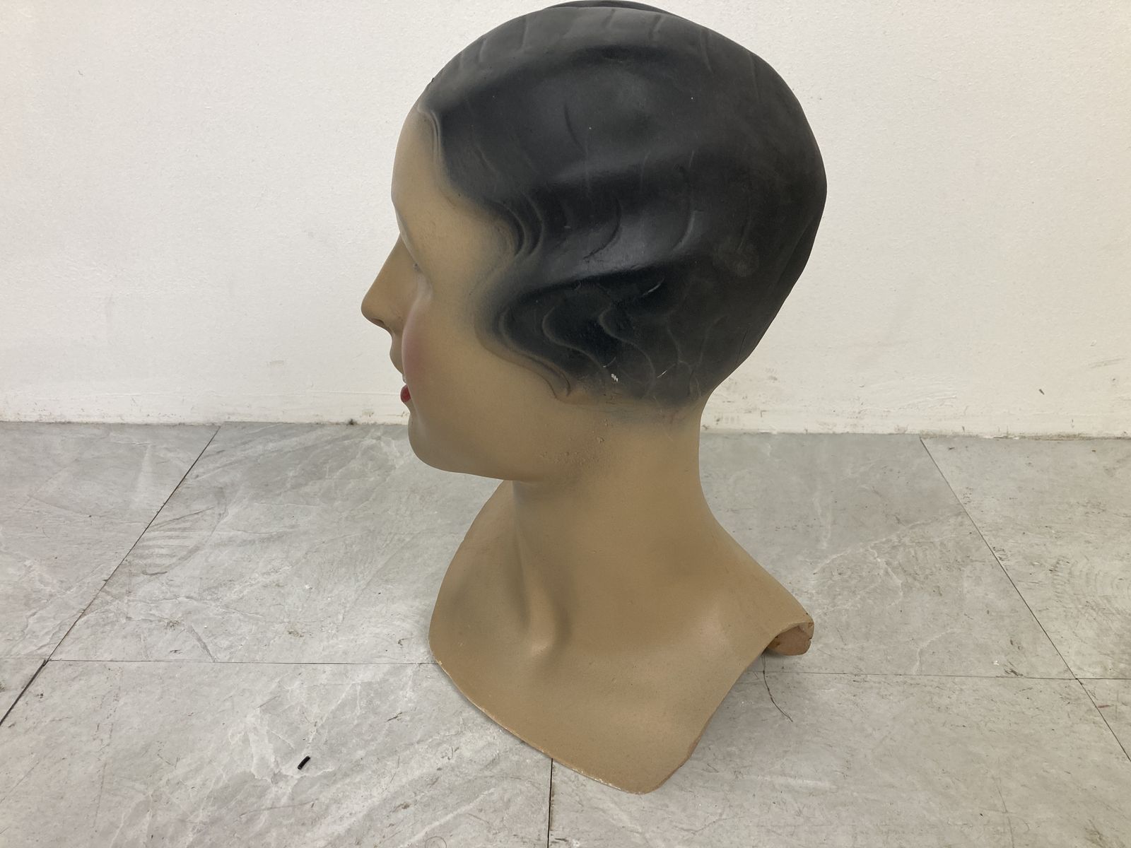 Vintage Plaster Mannequin Head, Female, 1960s photo vinterior