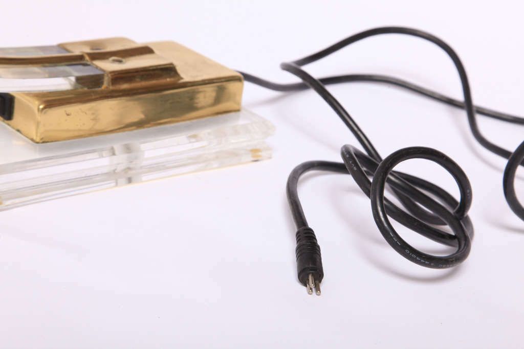 Set Of Two 1970s Italian Modern Brass, Lucite Desk Lamps photo buy