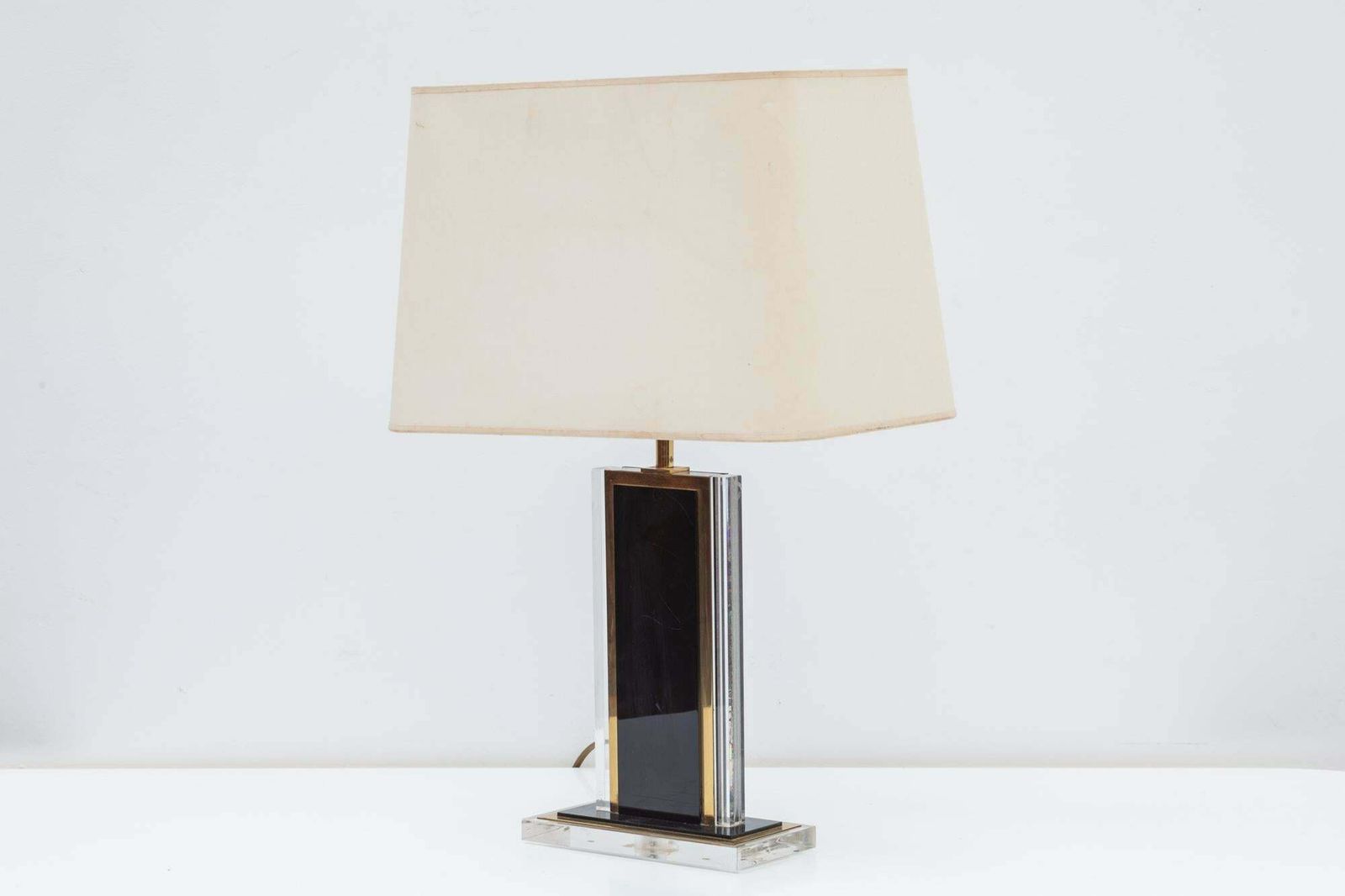 Set Of 1970s Black And Clear Lucite And Brass Table Lamps, France photo furniture