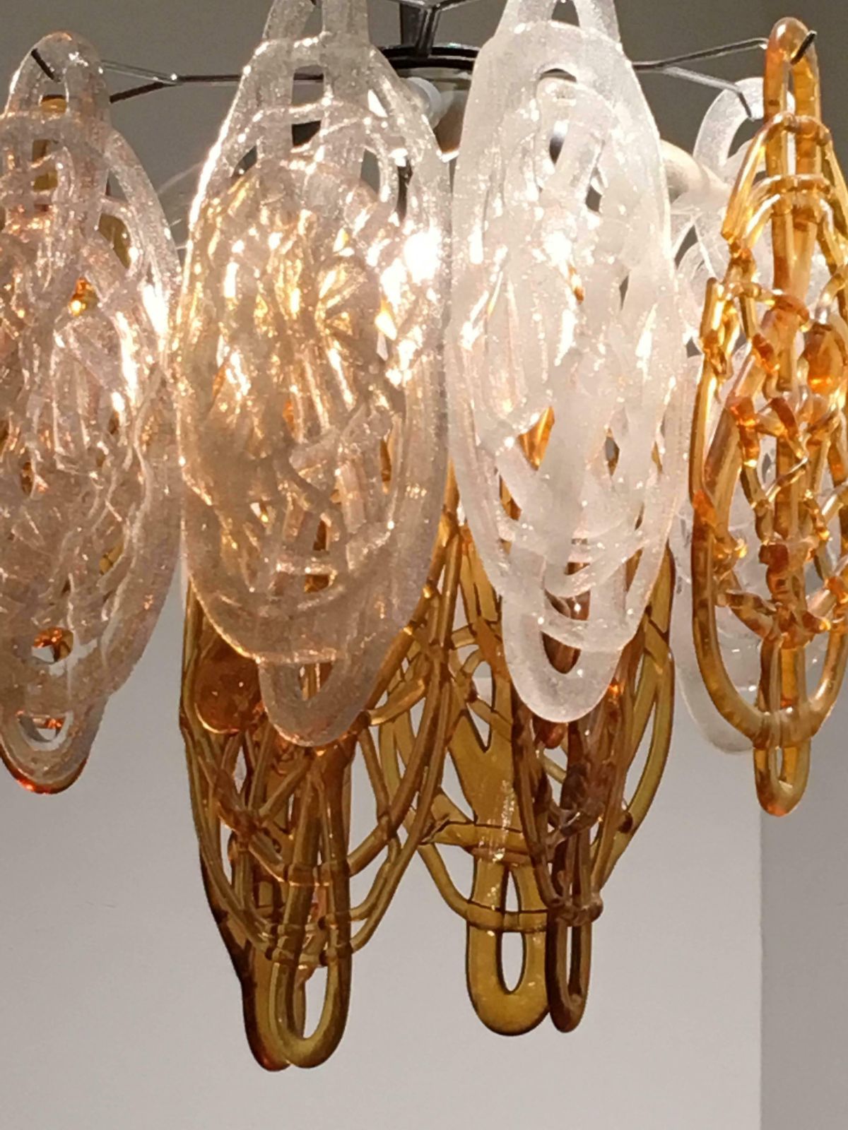 Brown And White Italian Murano Glass Pendant By Vistosi, Italy