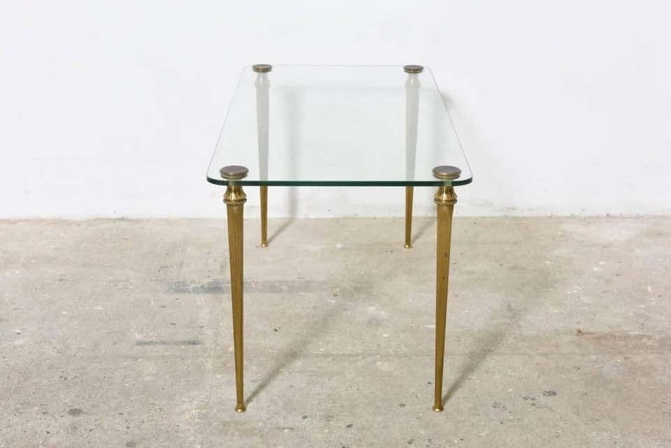 Brass Elegant Coffee, Cocktail Table, France, 1970s photo Furniture