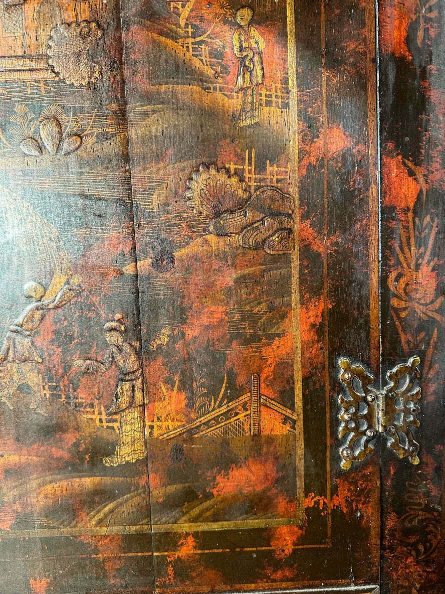 photo buy Early Antique George II Georgian Painted Chinoiserie Cupboard Circa 1760