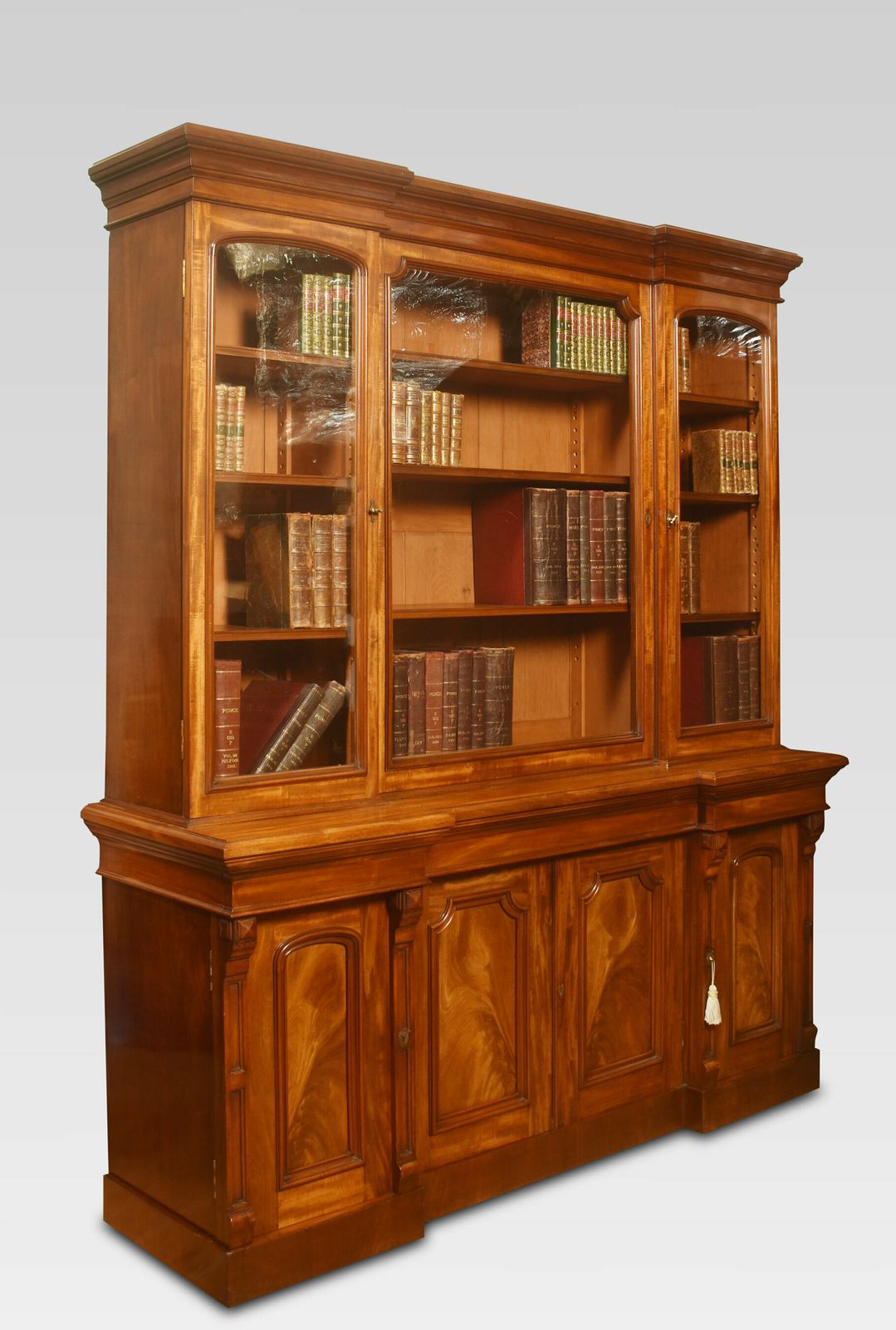 Mahogany Four Door Breakfront Library Bookcase photo 5580.0