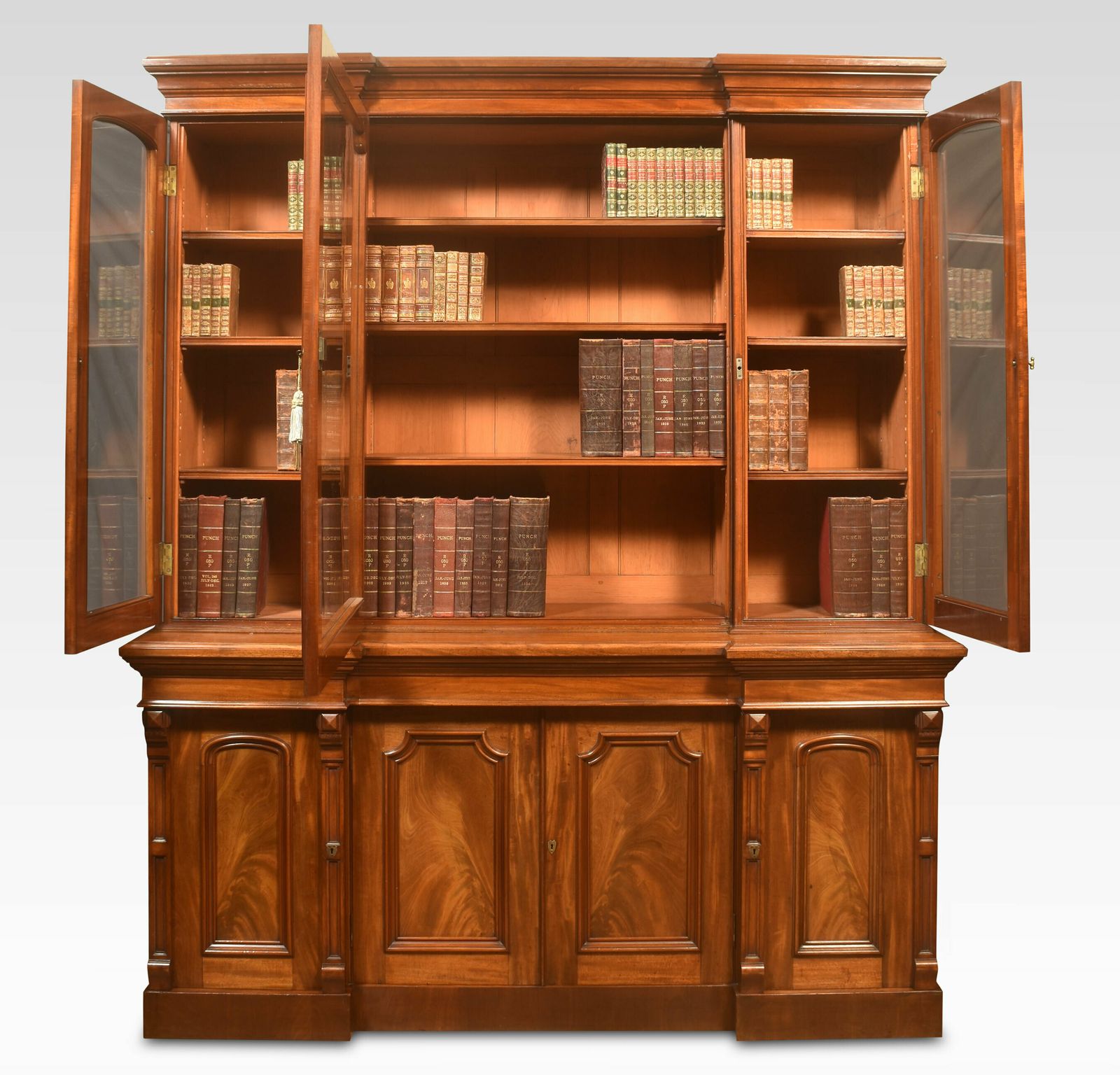 Mahogany Four Door Breakfront Library Bookcase photo vinterior