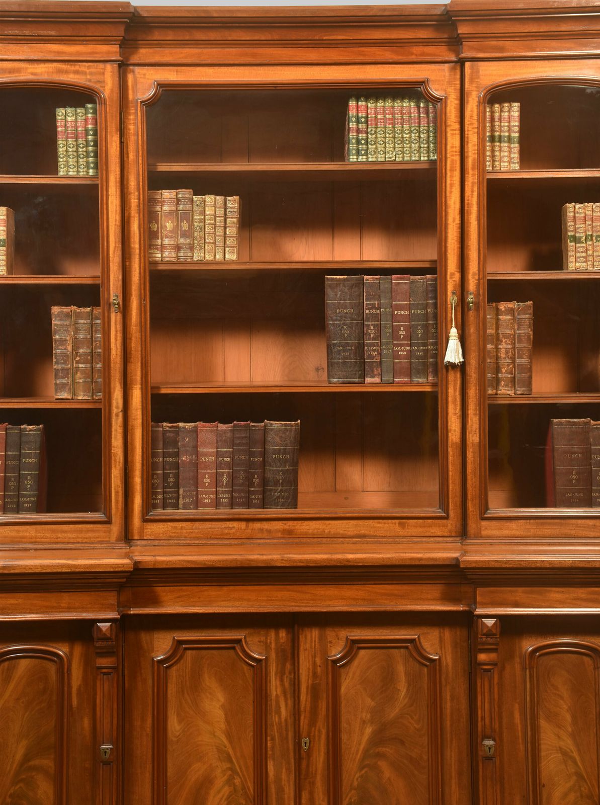 Mahogany Four Door Breakfront Library Bookcase photo buy