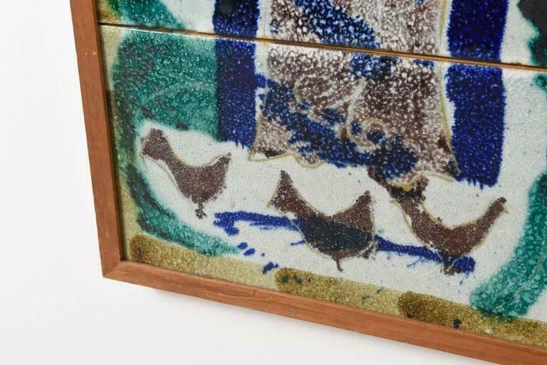 Tile Tableau With A Scene Of A Mother And Child Attributed By Vallauris, France photo Art