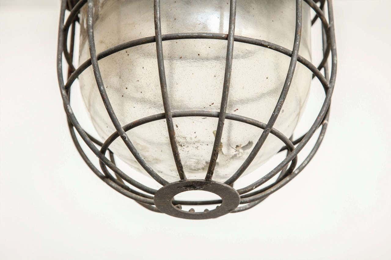 Industrial Factory Lamp Shade And Cast Iron Insert Clear Glass photo vinterior