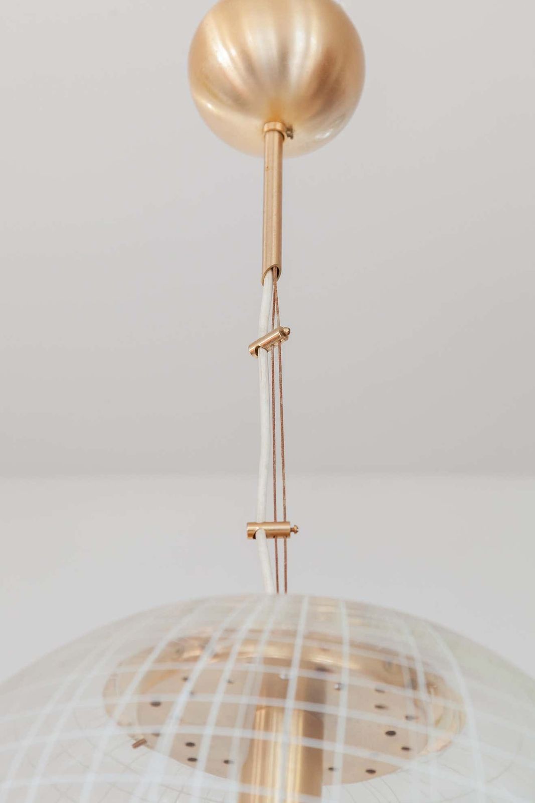 La Murrina Clear Bowl Glass With Spaghetti Swirl Pendant Lamp, Italy, 1970s photo buy