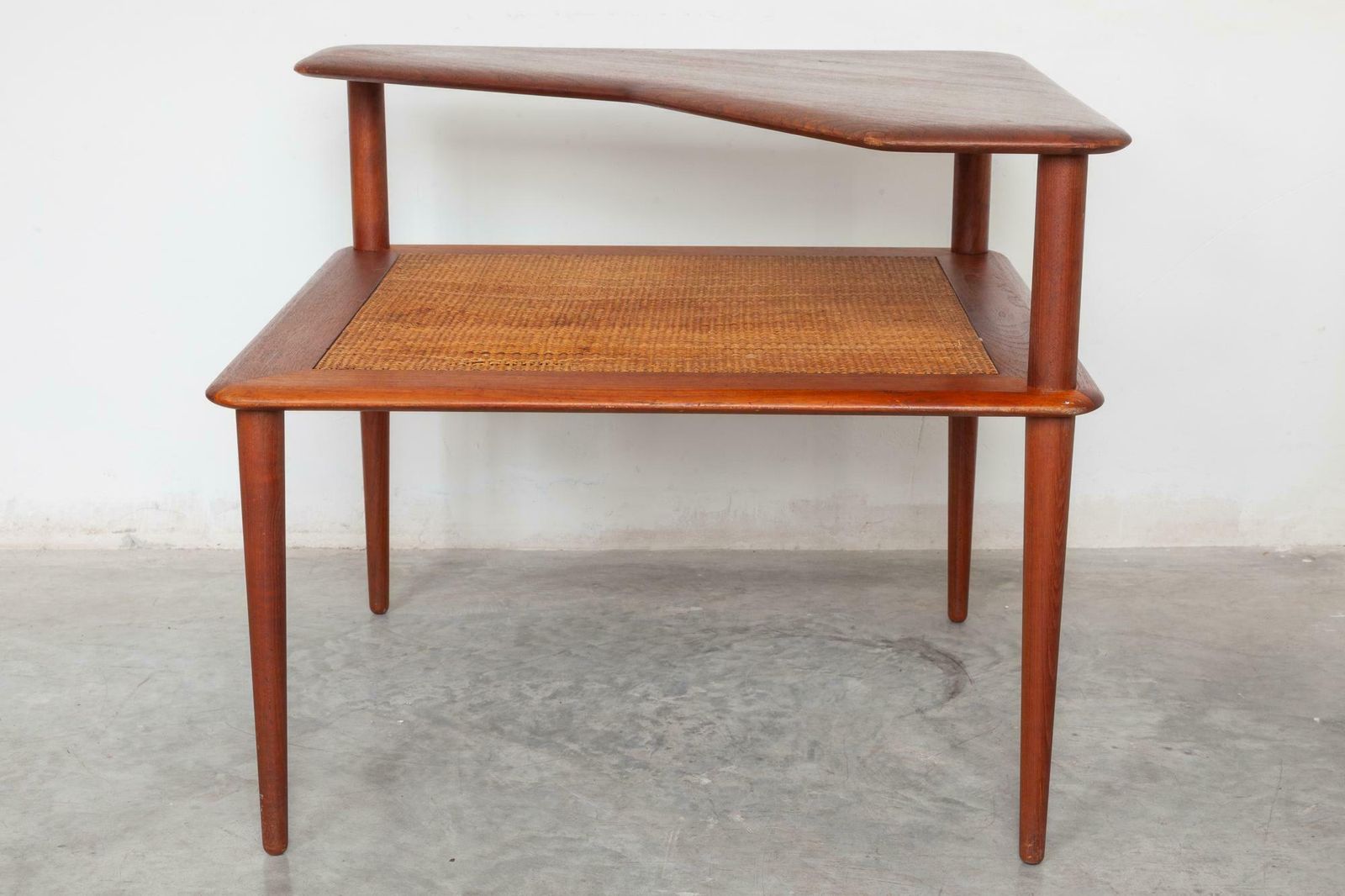Coffee Corner Table In Teak And Cane By Peter Hvidt, Denmark, 1955 photo for sale