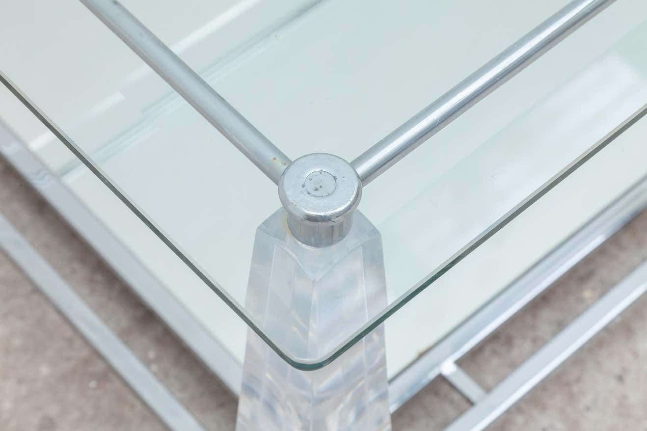 Hollywood Regency Rectangular Lucite Obelisk Coffee Table photo Furniture