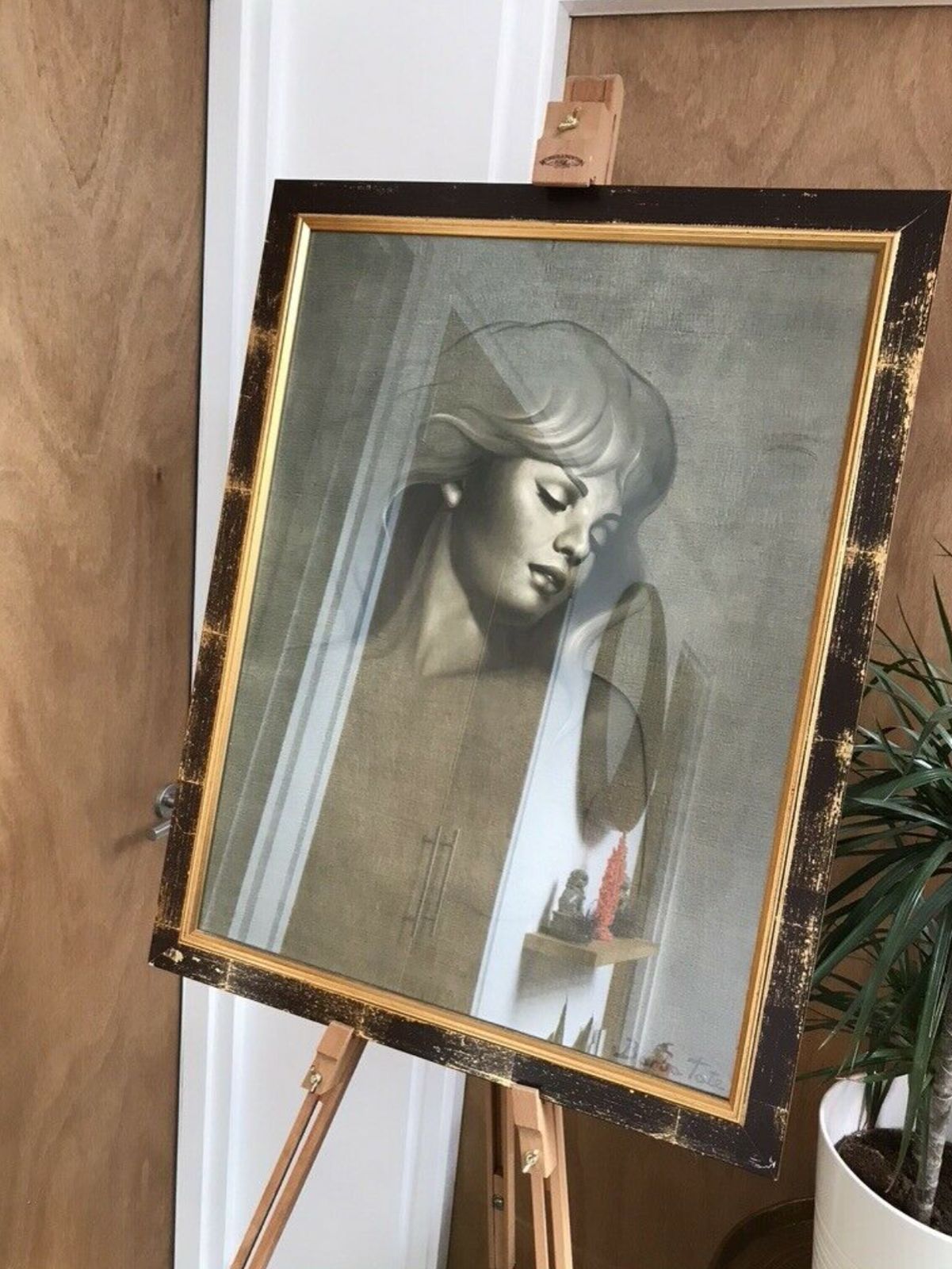 Vintage Barba Tate Framed Print Golden Girl Tretchikoff Era 82 X 66cm photo vinterior