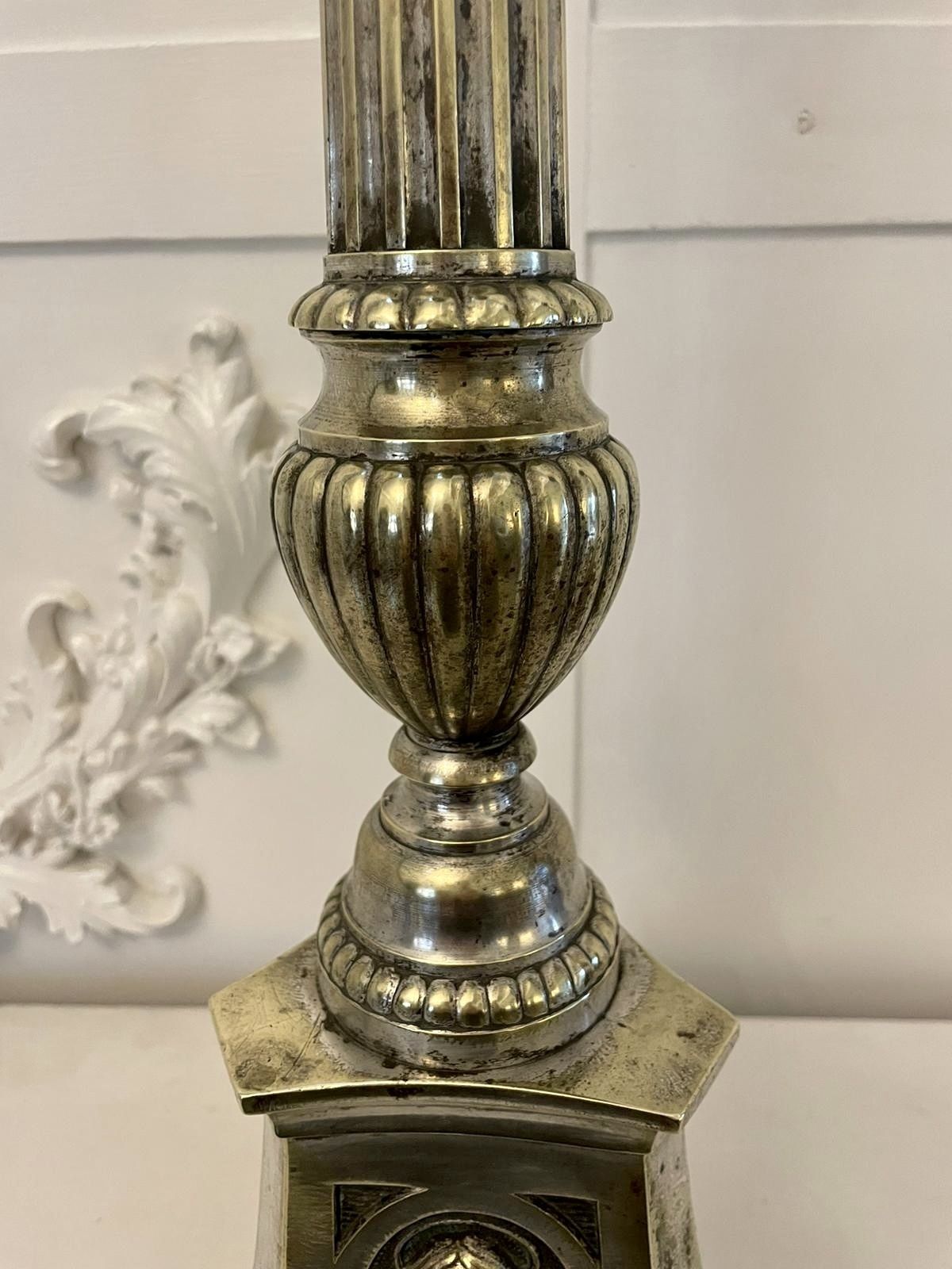 photo buy Large Pair Of Antique 19th Century Quality Brass Candlesticks