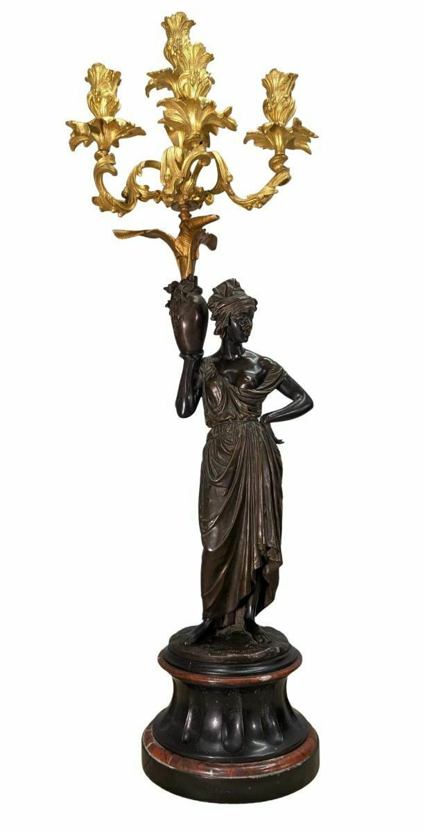 photo for sale 19th Century Bronze Trim Paul And Virginia By Charles Cumberworth "The Passage Of The Torrent"