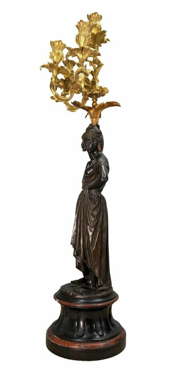 photo vinterior 19th Century Bronze Trim Paul And Virginia By Charles Cumberworth "The Passage Of The Torrent"