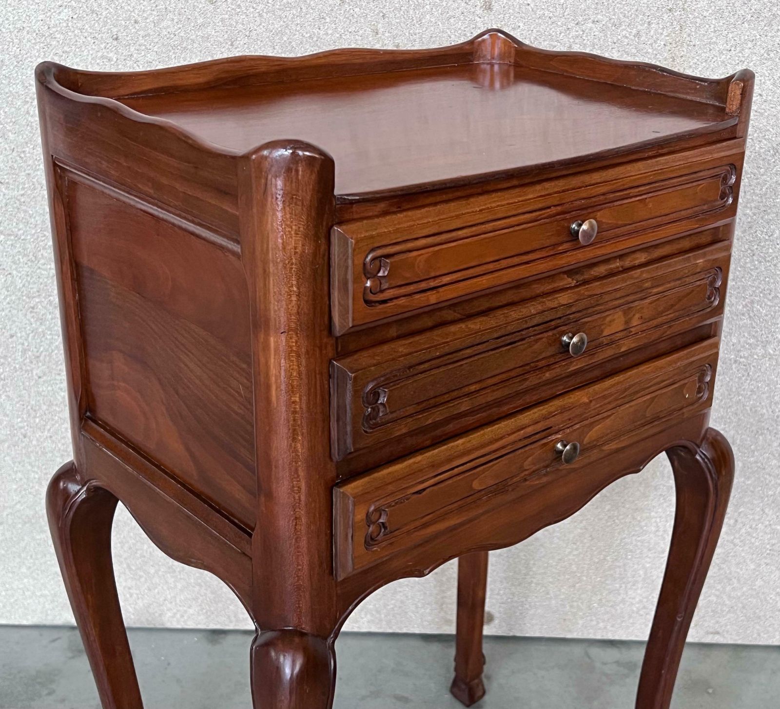 19th Louis XV Style French Darkness Oak Nightstands With Claw Finish Legs photo buy