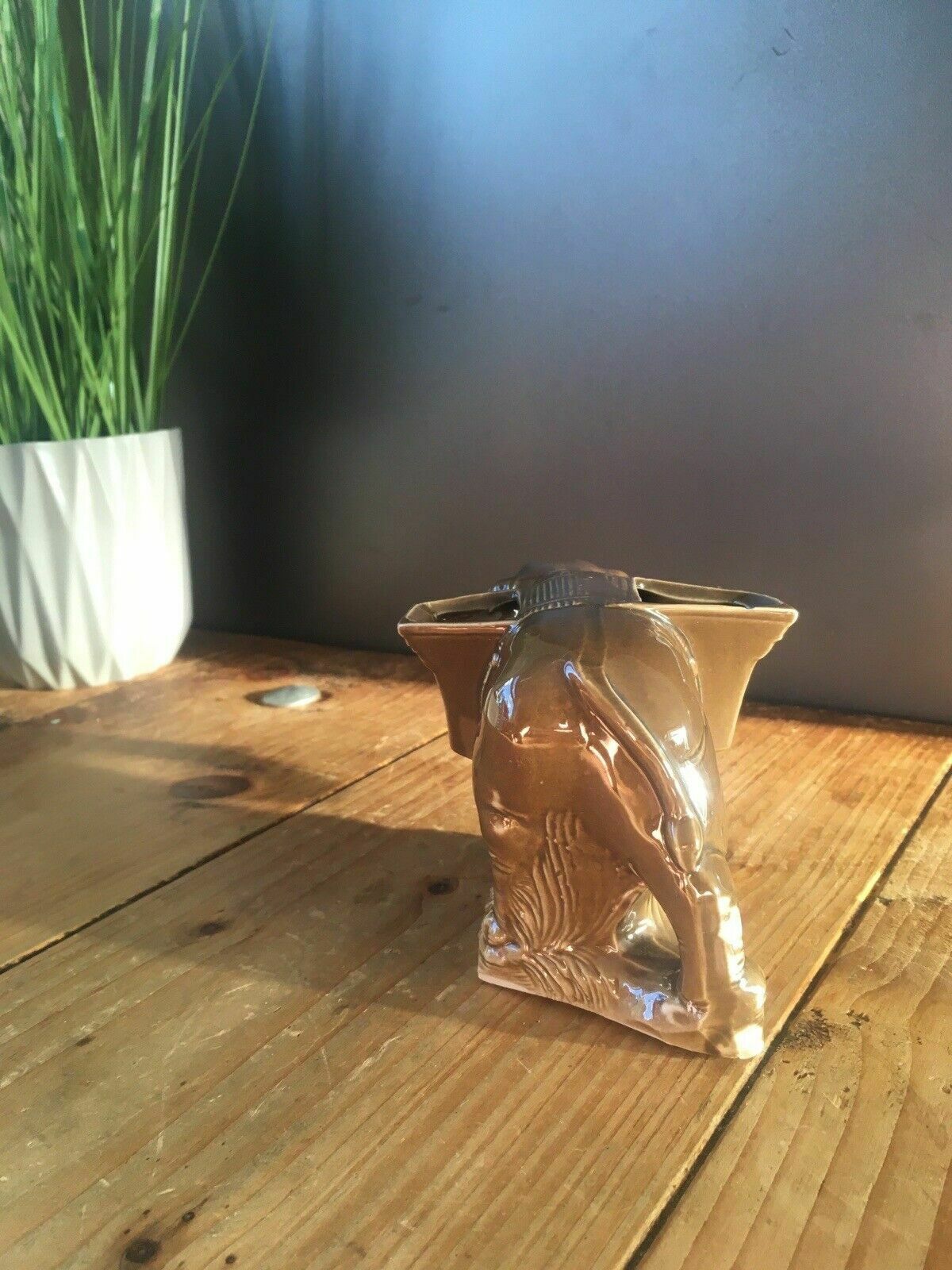 Rare Unusual Antique Austrian Porcelain Elephant Figurine Spill Vase Posy Holder photo Art