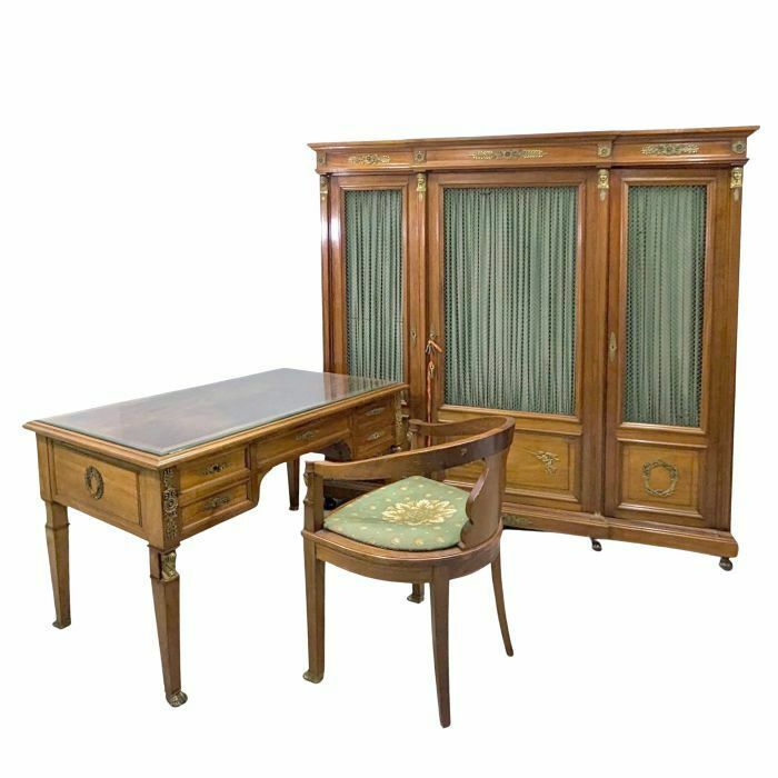photo furniture Empire Style Flat Desk Back From Egypt Mahogany And Bronze