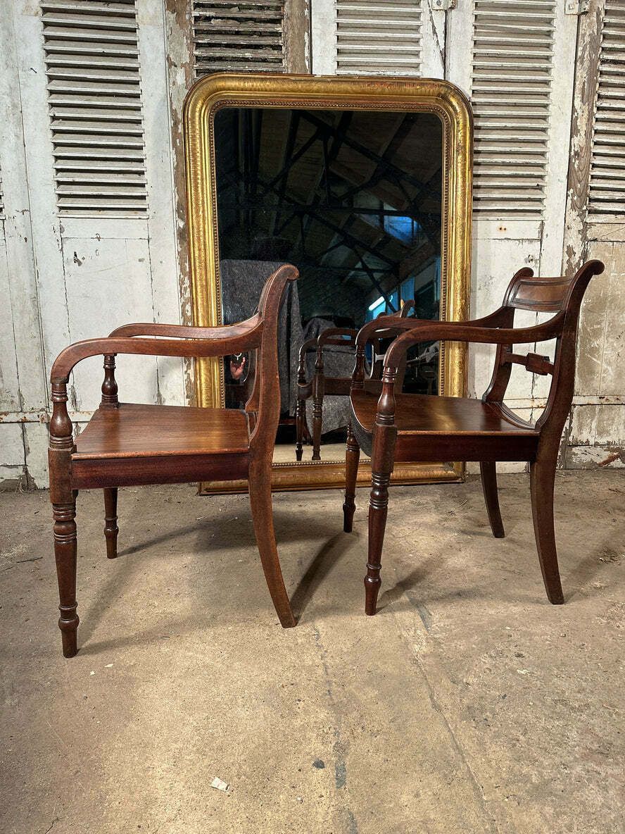 Antique Regency Cuban Mahogany Elbow Chairs Circa 1830 Price Per Chair photo vintage