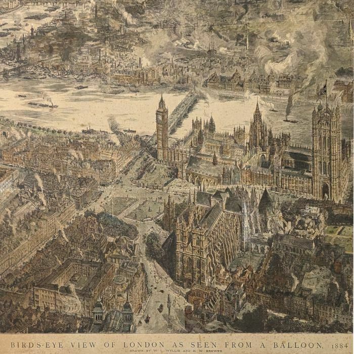 photo for sale Bird's Eye View Of Westminster Engraving By Wl Wyllie And W Brewer