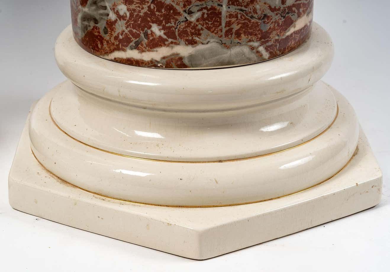 Pair Of Ceramic Columns, Late 19th Century photo buy