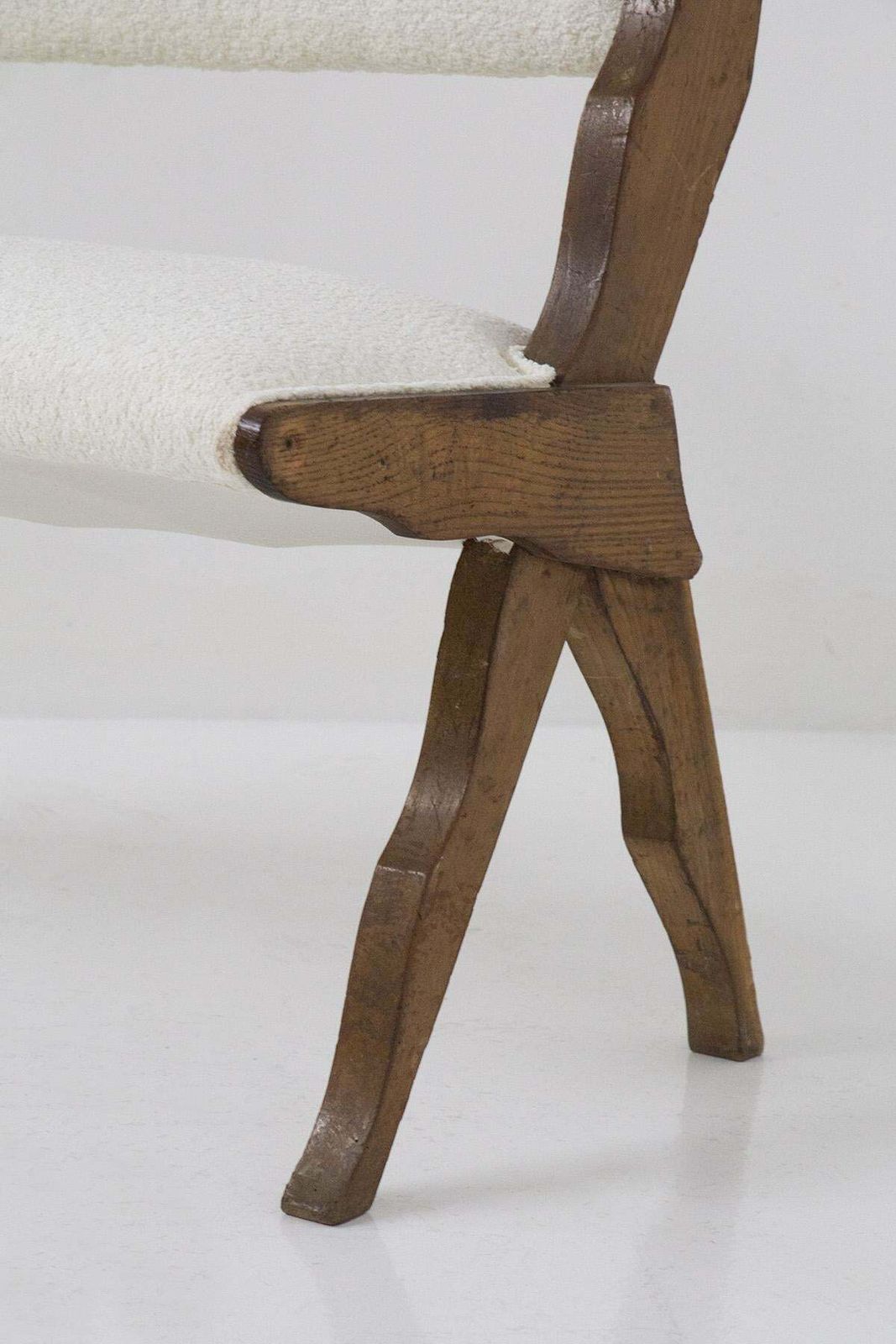 Italian Mid Century Rare Italian Benches In Wood And Bouclé photo Furniture
