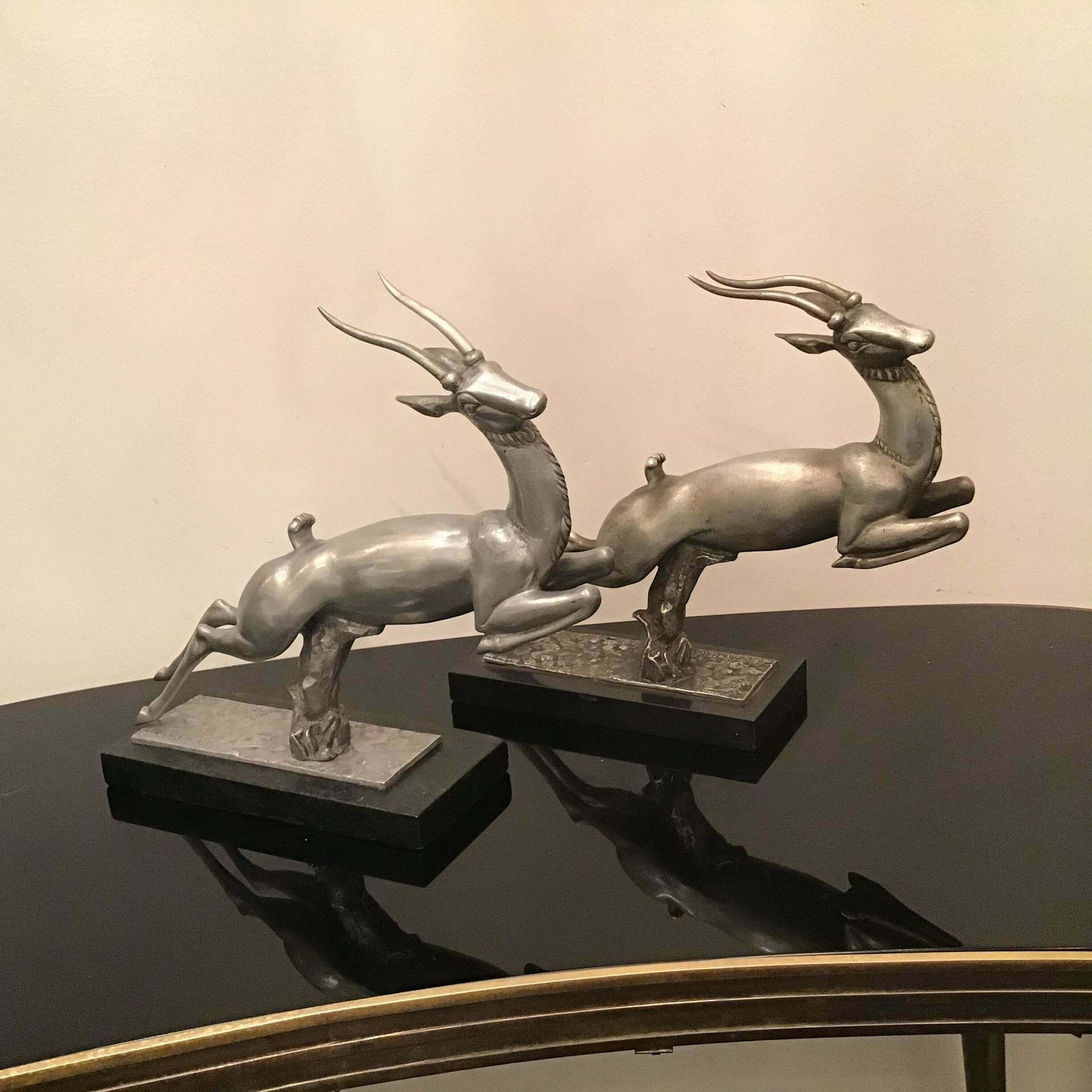 Art Carlo Lorenzetti Bookends Marbre Pewter Silver Metal 1930 Italy photo