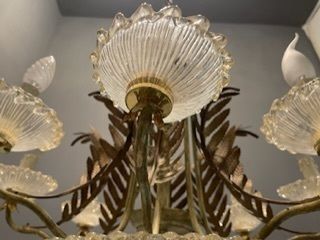 Venetian Murano Glass Tole Chandelier photo vintage