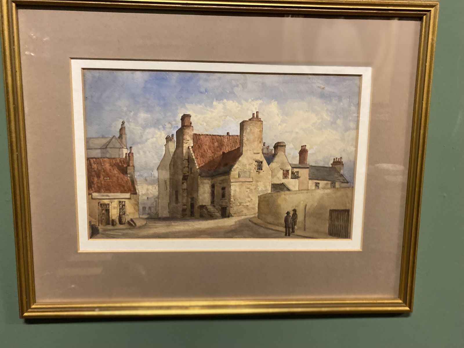 Watercolour Painting   Stonework Houses In An English Village photo buy