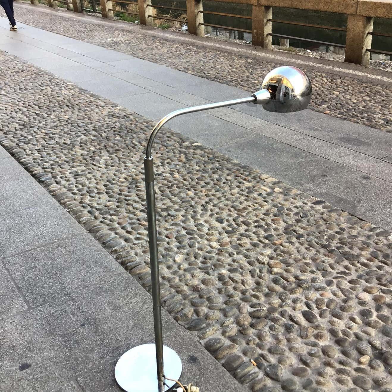 Sergio Asti Candle Floor Lamp 1960 Metal Chrom Italy photo for sale