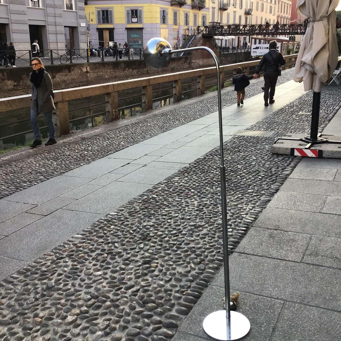 photo vinterior Sergio Asti Candle Floor Lamp 1960 Metal Chrom Italy