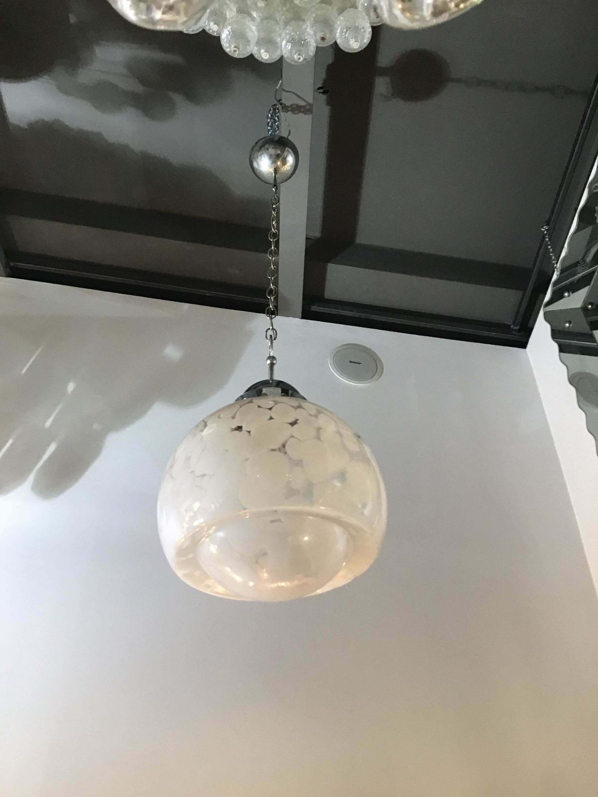 Mazzega Chandelier Flower Spotted Chrome Murano Glass  1960 photo Lighting