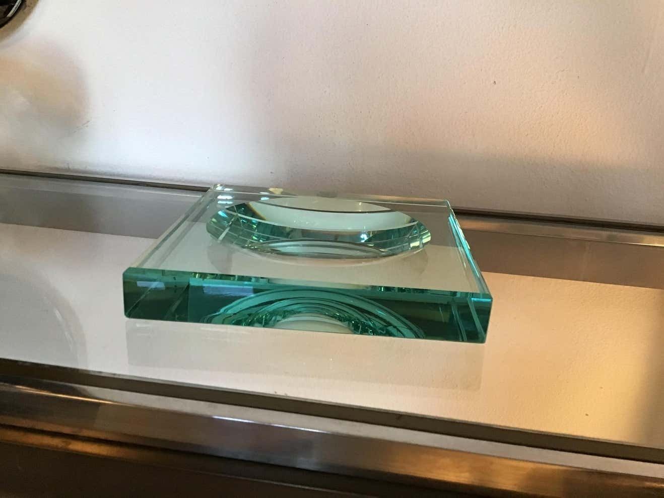 Fontana Arte Empty Ashtray Pockets Cut And Hollowed Crystal, 1960, Italy photo Home Decor