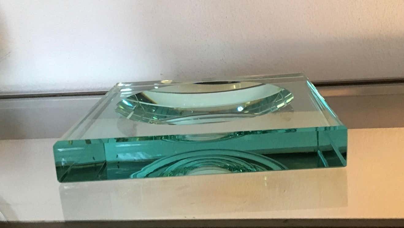 Fontana Arte Empty Ashtray Pockets Cut And Hollowed Crystal, 1960, Italy photo vinterior
