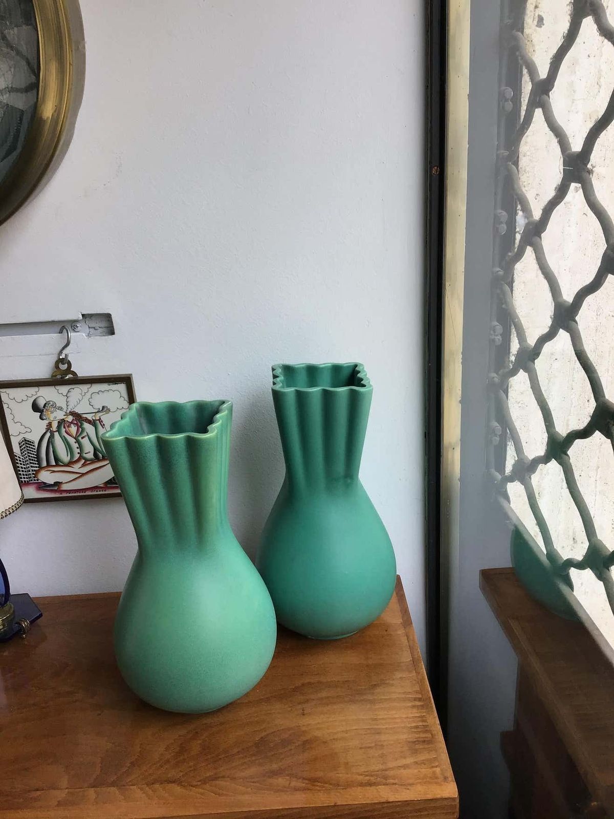 Richard Ginori Giovanni Gariboldi Green Vase Ceramic, 1950, Italy photo vintage