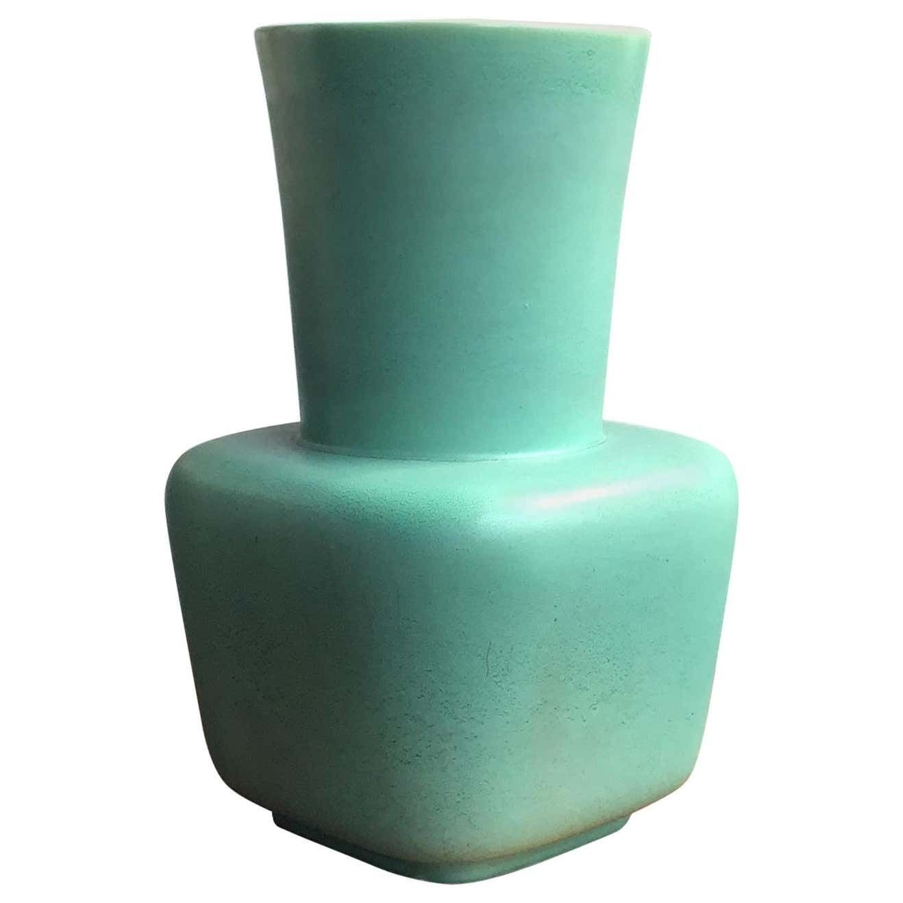 Richard Ginori Giovanni Gariboldi Vase Green Ceramic, 1950, Italy