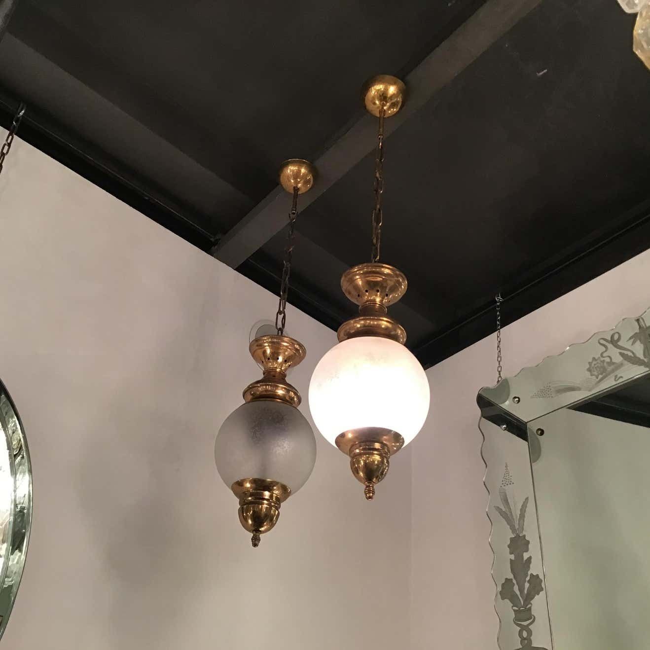 photo for sale Azucena “Luigi Caccia Dominioni “Ls1 Chandeliers Brass Glass 1950 Italy